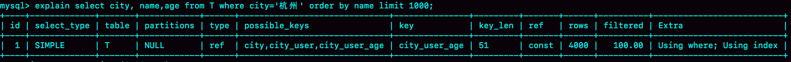 图11 引入 (city,name,age) 联合索引后，查询语句的执行计划